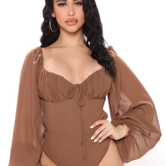 Chiffon Bodysuit - Brown - Picture 3 of 3